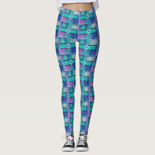 Leggings Mignons patchs colorés bleus abstraits géométrique