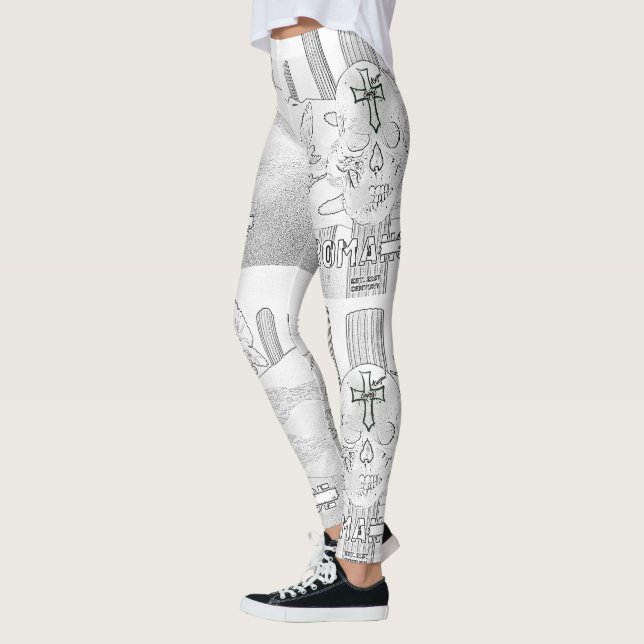 Leggings Mikitiez Dreamer crâne tatto arc-en-ciel rocher ro (Gauche)