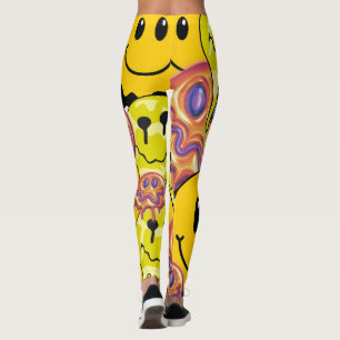 Leggings Mikitiez Jeu d'oreiller Smileyface Jardin jaune