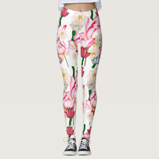 Leggings Mikitiez lotus rose jardin fleuri