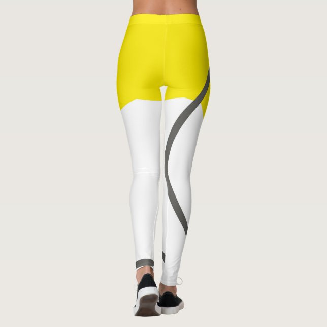 Leggings Minimalisme Abstrait Art jaune gris blanc (Dos)
