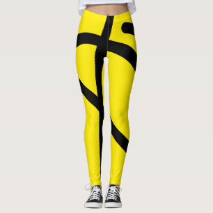 Leggings Minimalisme Abstrait Art Motif Noir Jaune