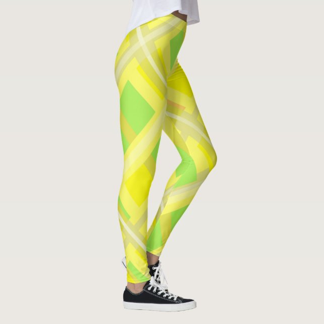 Leggings Minimalisme Art Abstrait Blocs de corail jaune ver (Droite)