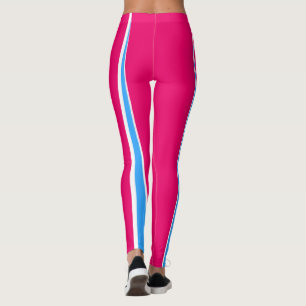 Leggings Minimalisme Art Abstrait Pink Bleu Blanc