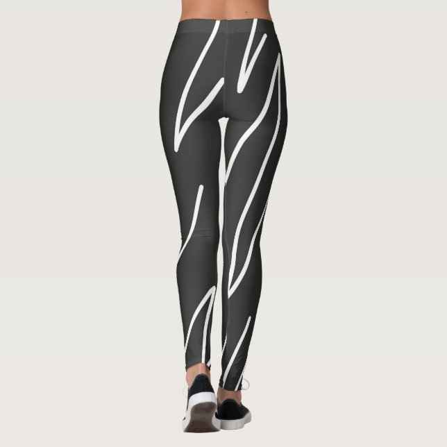 Leggings Minimalisme d'art Abstrait Gris Lignes blanches (Dos)