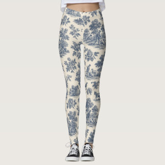 Leggings Minuit dans le pré - Motif de toile bleue Leggin