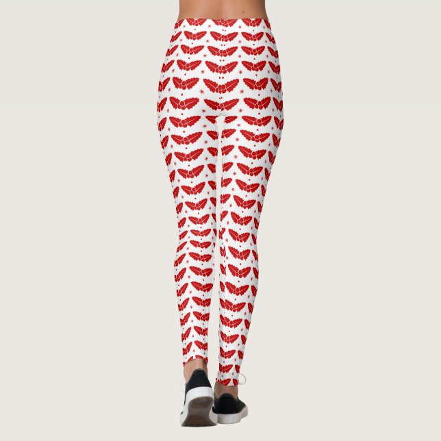 Leggings Mistletos rouges sur Noël Arrière - plan blanc (Dos)
