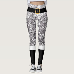 Leggings Mme Santa Claus parties scintillant d'argent