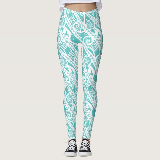 Leggings Moana | MOTIF TURQUOISE (Devant)