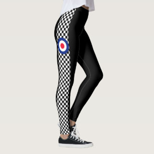 Leggings Mod Roundel Scooter Style Checkers Décor on