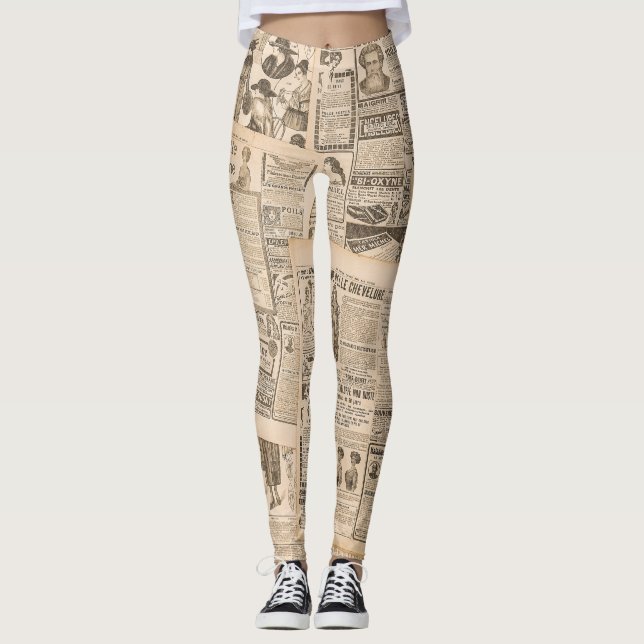 Leggings Mode antique : Pages publicitaires de journaux (Devant)