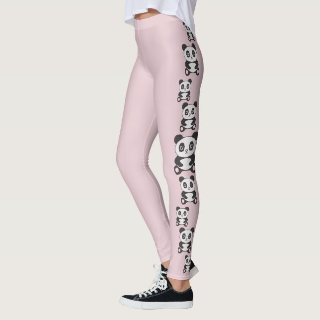 Leggings Mode Dessin original Drôle croix panda (Gauche)