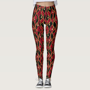 Leggings Mode féminine Kente rouge, noir et or