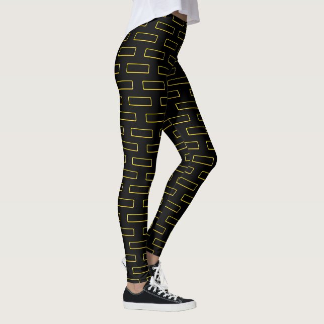 Leggings Mode Motif Rectangle jaune (Droite)