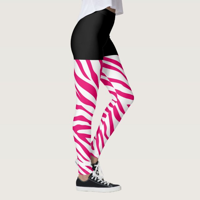 Leggings Mode rose zèbre rayures Décor sur (Droite)