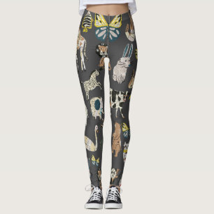 Leggings Mode unique animaux mignons Papier gris