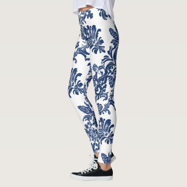 Leggings Modèle bleu Damas de la marine classique (Gauche)