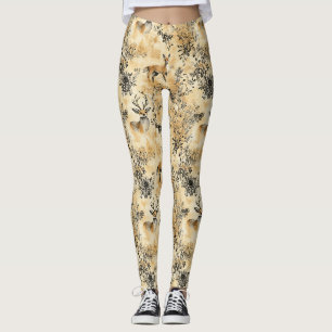 Leggings Modèle Botanique Victorien Renard Or Noir