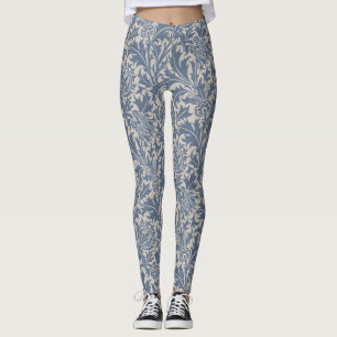 Leggings Modèle de chardon de sauge bleu de William Morris