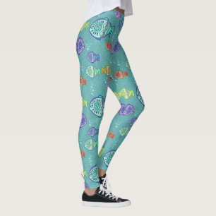 Leggings Modèle de clip art de poisson coloré