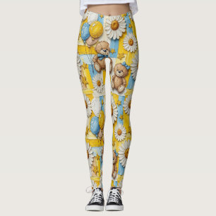 Leggings Modèle de jardin de marguerites Ourson (11)