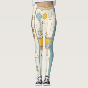 Leggings Modèle de jardin de marguerites Ourson (9)