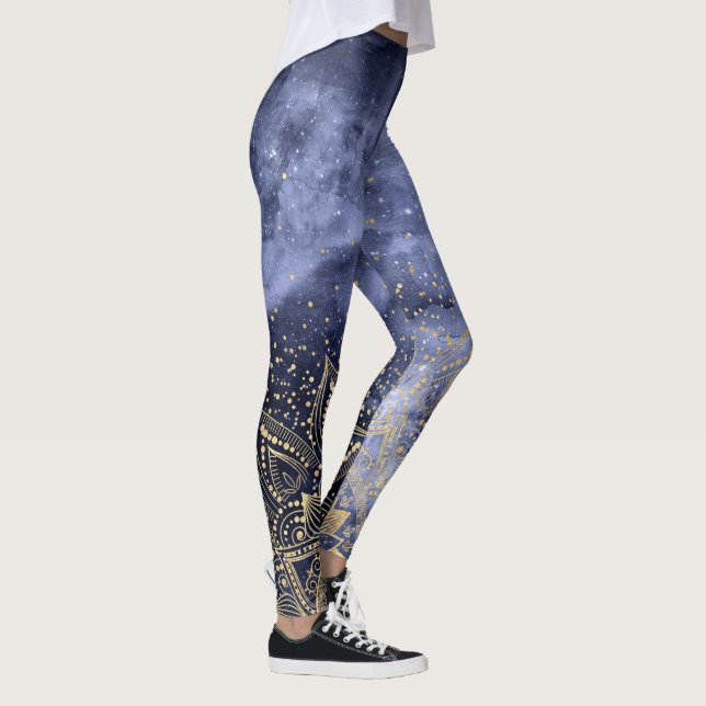 Leggings modèle de mandala en or blanc confetti (Droite)