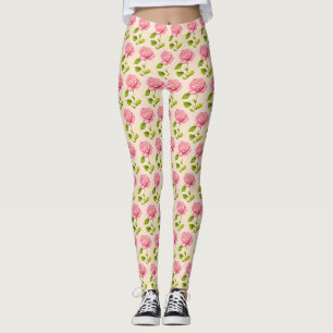 Leggings Modèle de roses rose pink