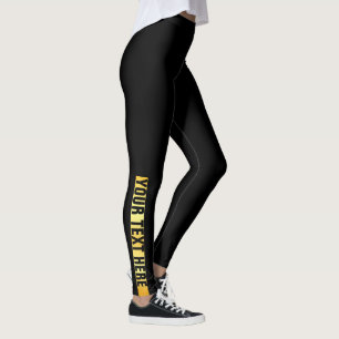 Leggings Modèle de texte personnalisé Noir et Or Ajouter un