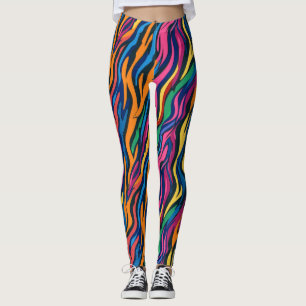 Leggings Modèle de zèbre arc-en-ciel Abstrait