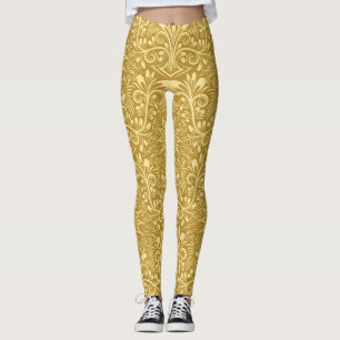 Leggings Modèle Floral Baroque Damas d'or