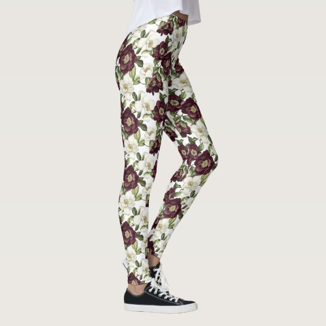 Leggings Modèle floral Bourgogne (Droite)