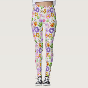 Leggings Modèle floral coloré 3D moderne 03x4 Offwhite BG