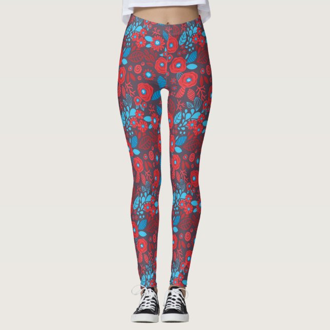 Leggings Modèle floral de Doodle (Devant)