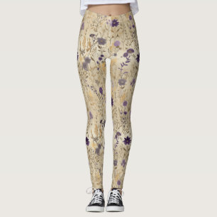 Leggings Modèle floral fleur sauvage pourpre
