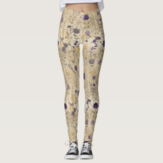 Leggings Modèle floral fleur sauvage pourpre