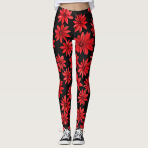 Leggings Modèle Floral rouge