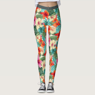 Leggings Modèle floral tropical vibre