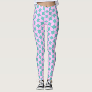 Leggings Modèle floral Turquoise sans couture Exercice fémi