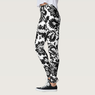Leggings Modèle floral vénitien noir et blanc de William Mo