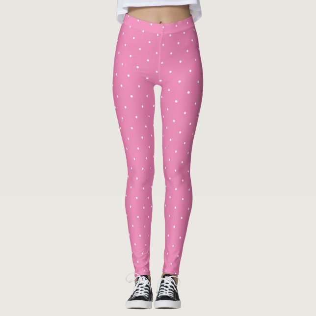 Leggings Modèle rose moderne et tendance Cercles blancs élé (Devant)