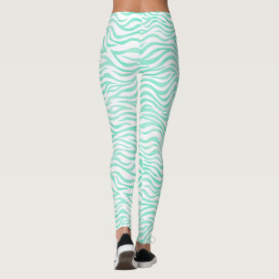 Leggings Modèle Zèbre vert turquoise
