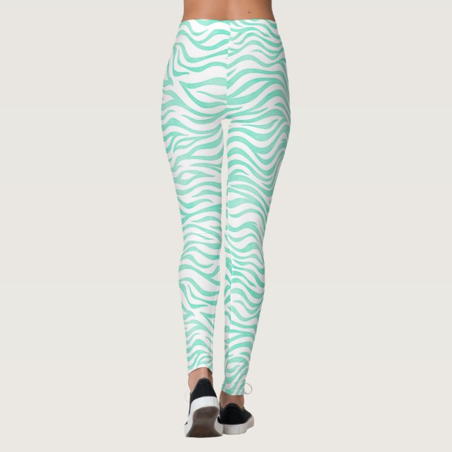 Leggings Modèle Zèbre vert turquoise (Dos)