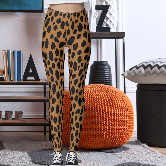 Leggings Modern Black And Brown Leopard Skin Safari Pattern (Créateur téléchargé)