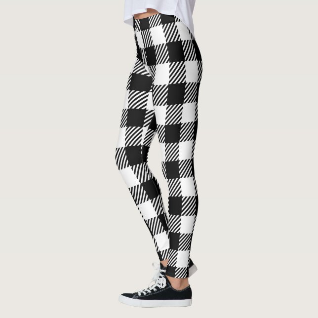 Leggings Modern Black and White Buffalo Check Gingham (Gauche)