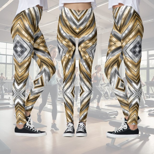 Leggings Modern, cool, chic, silver and gold stripe pattern (Créateur téléchargé)