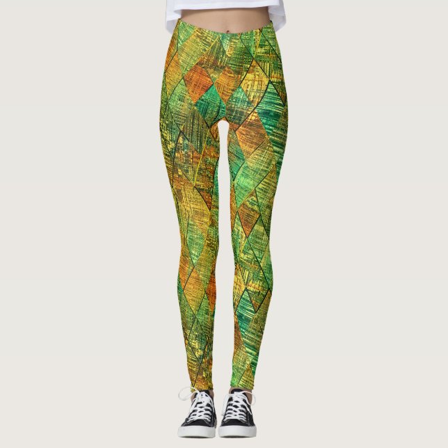 Leggings Modern Decorative Geometric Stained Glass (Devant)