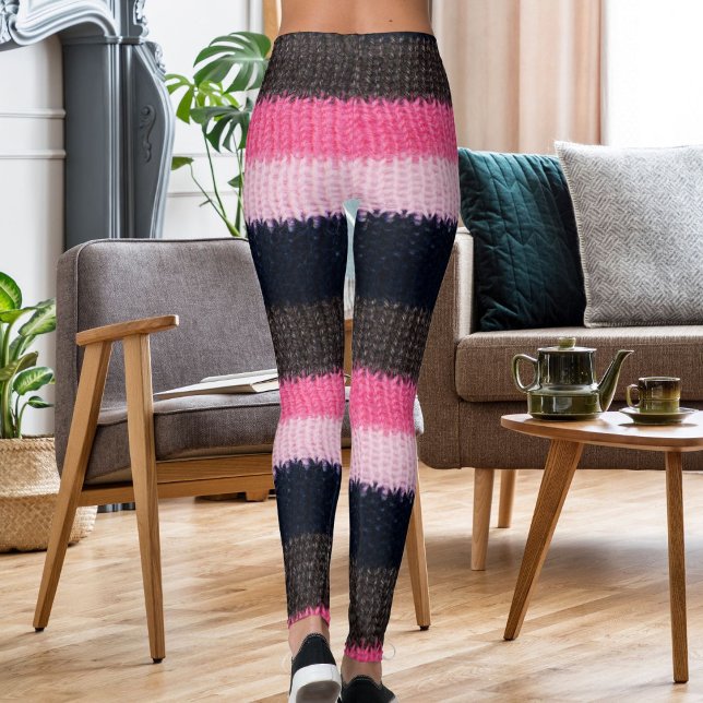 Leggings Modern Multicolor Striped Knitted Woolen Texture (Créateur téléchargé)
