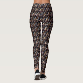 Leggings  Modern Retro   Pattern Brown 
