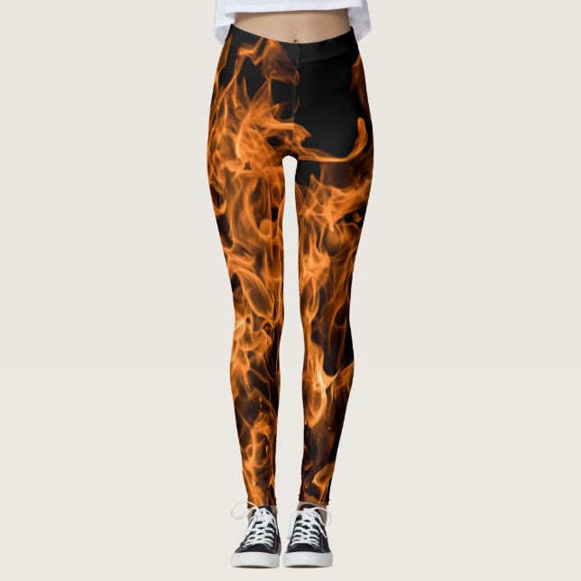 Leggings Moderne à la mode abstrait sur des flammes du feu (Devant)